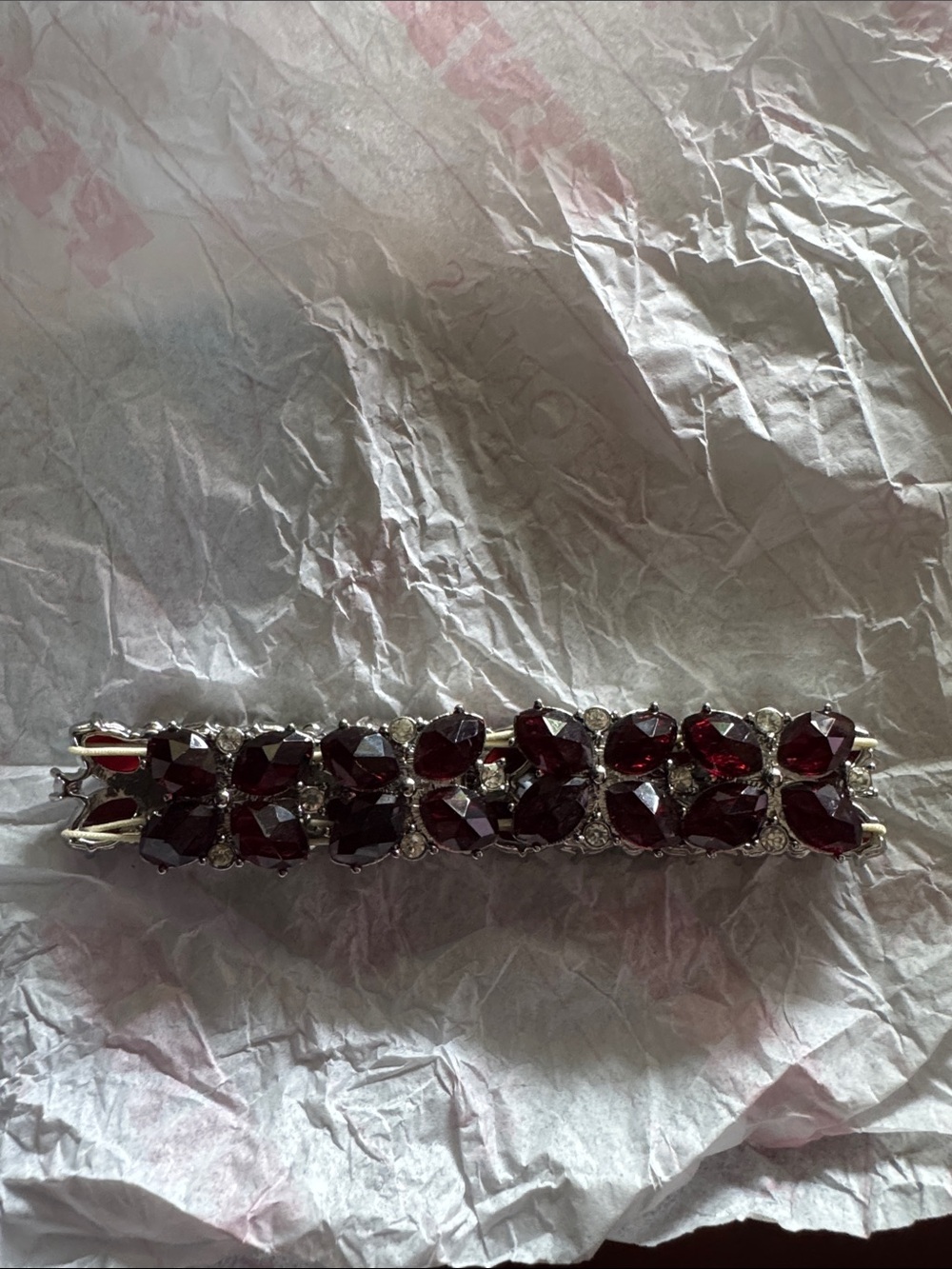 Garnet Red Crystal Cluster Bracelet - Women's Fashion Jewelry